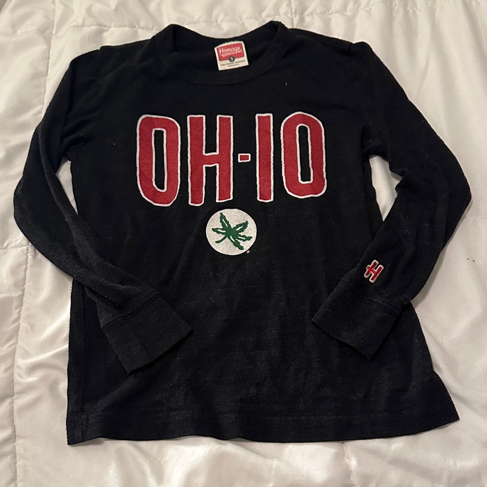 HOMAGE Kids Black and Red OH-IO Long Sleeve Tee